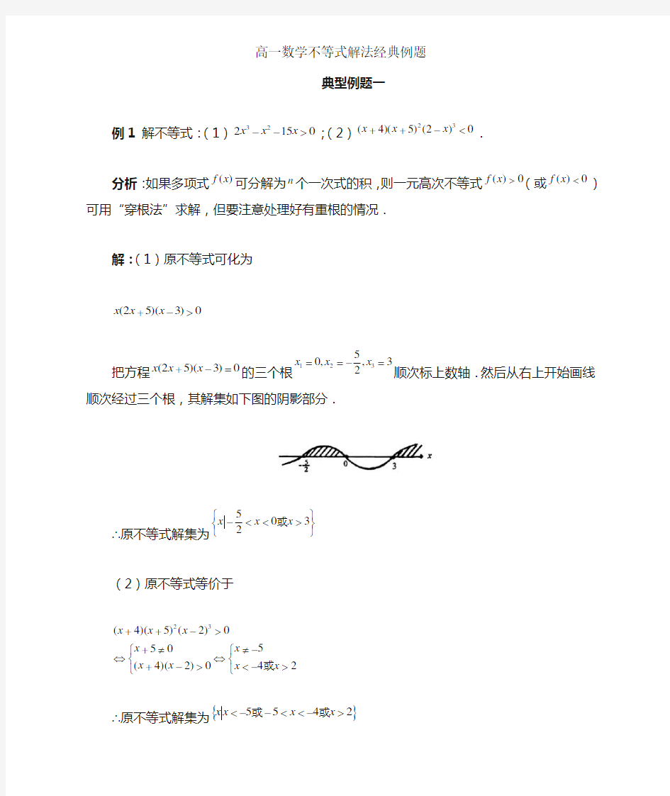 高一数学不等式解法经典例题