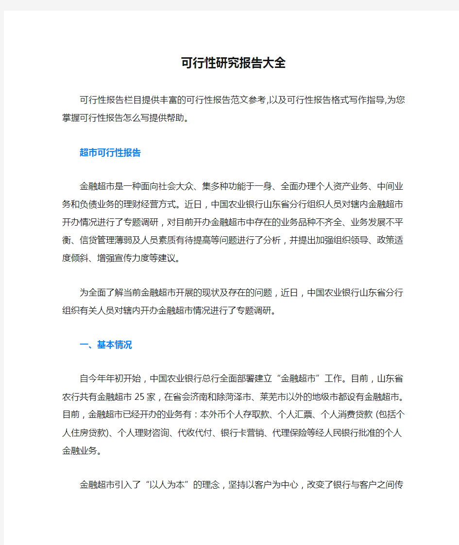 可行性研究报告大全