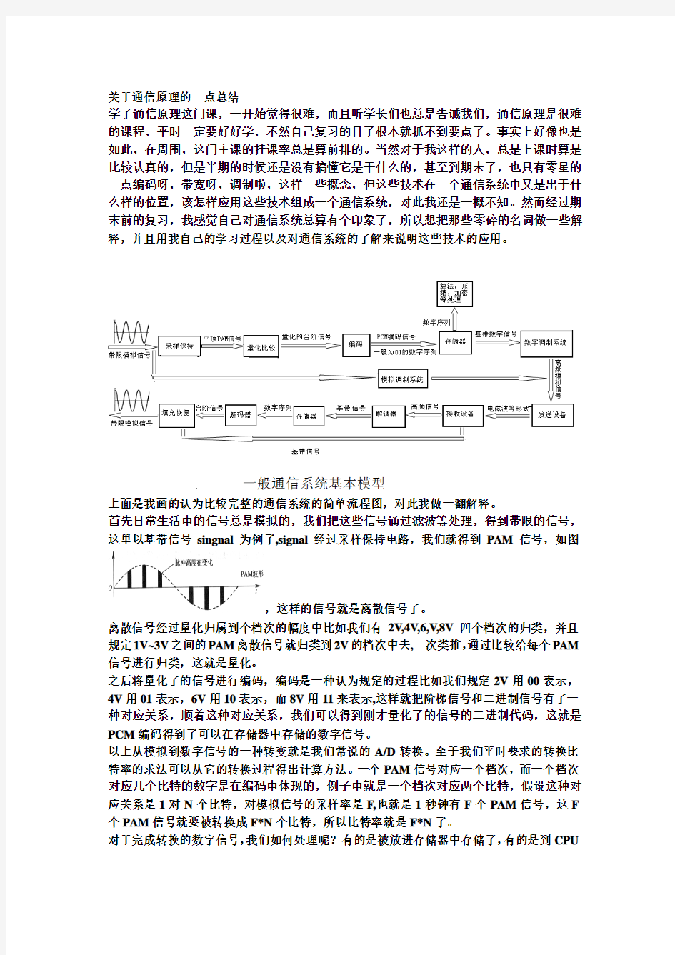 关于通信原理的一点总结