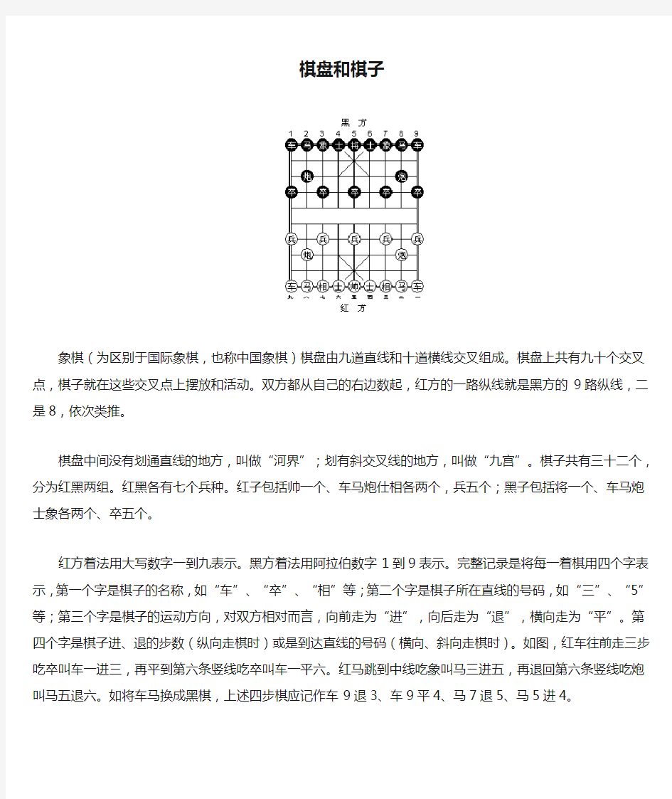 中国象棋棋盘和棋子