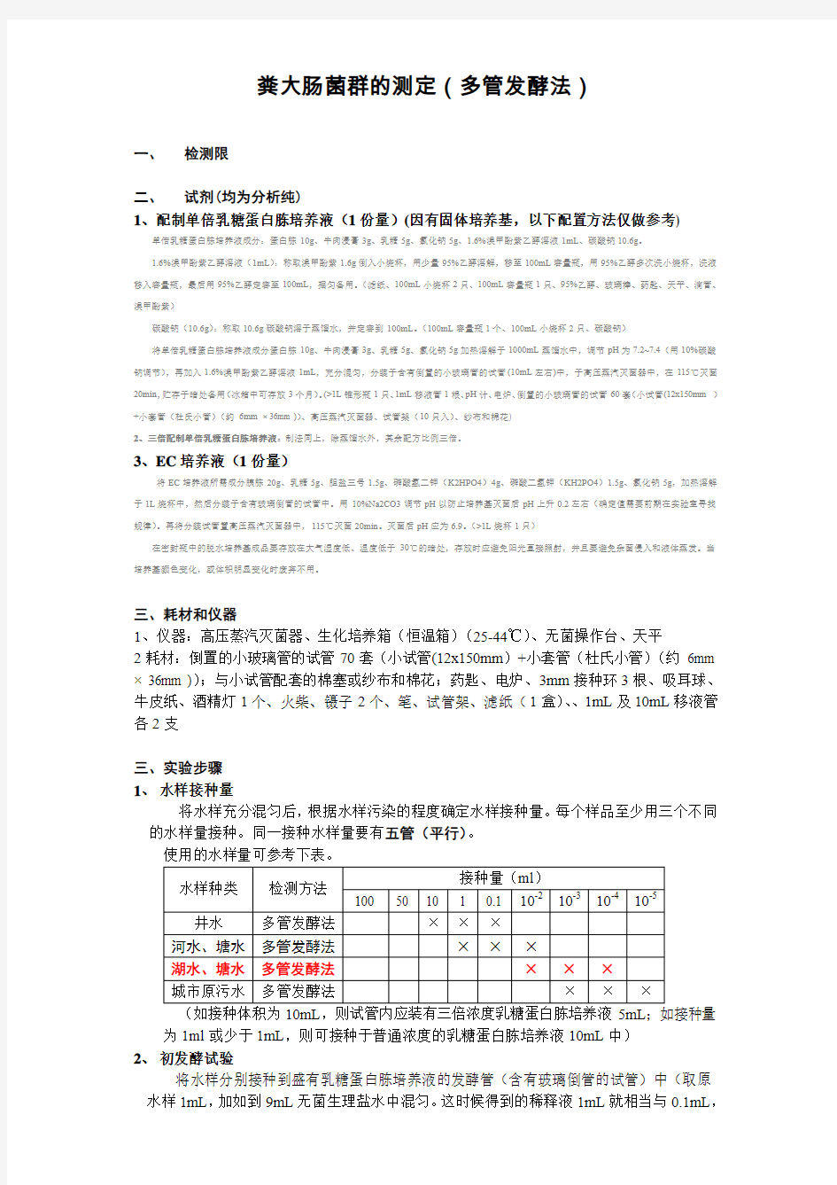 粪大肠菌群检测方法20110520