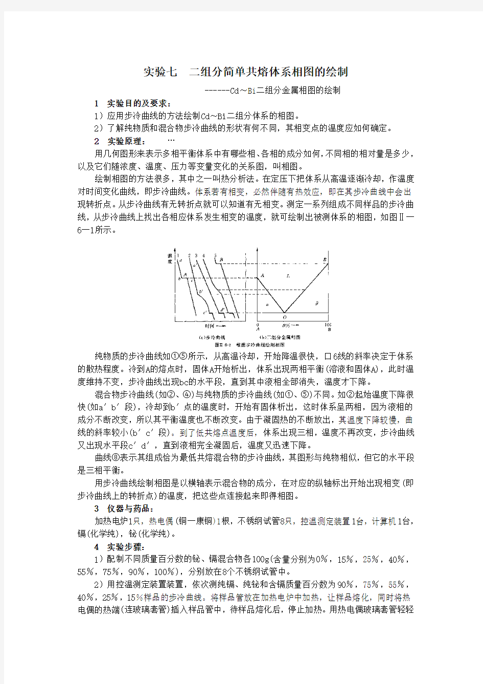 二组分简单共熔体系相图的绘制