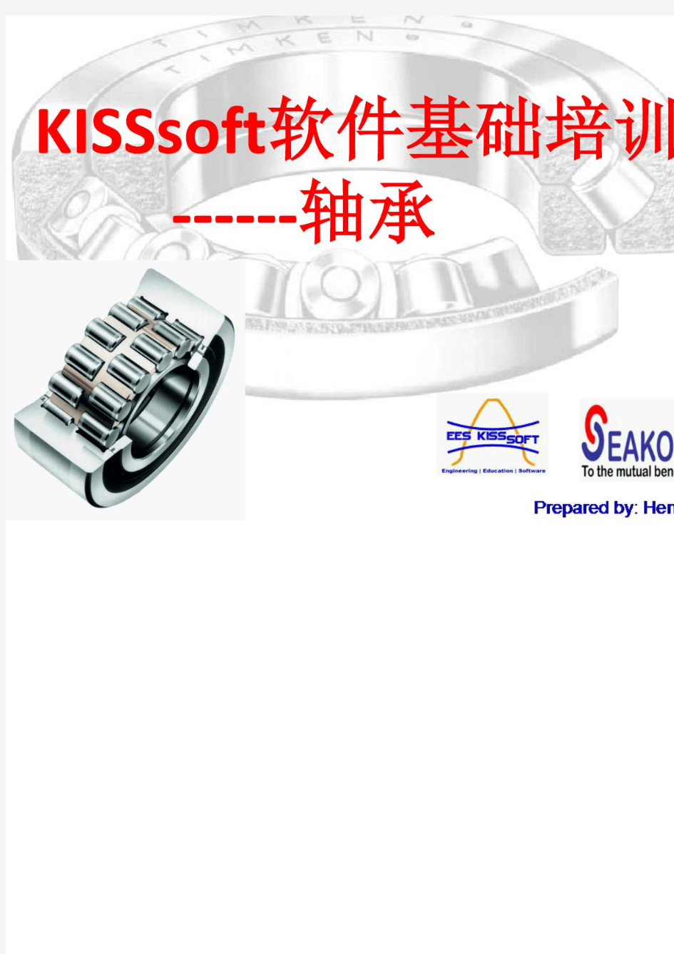 (中文)KISSsoft软件基础培训轴承