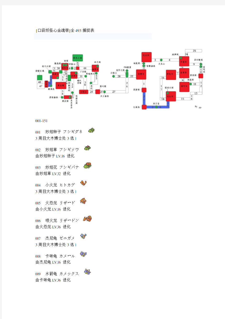 [口袋妖怪心金魂银]全493捕捉表