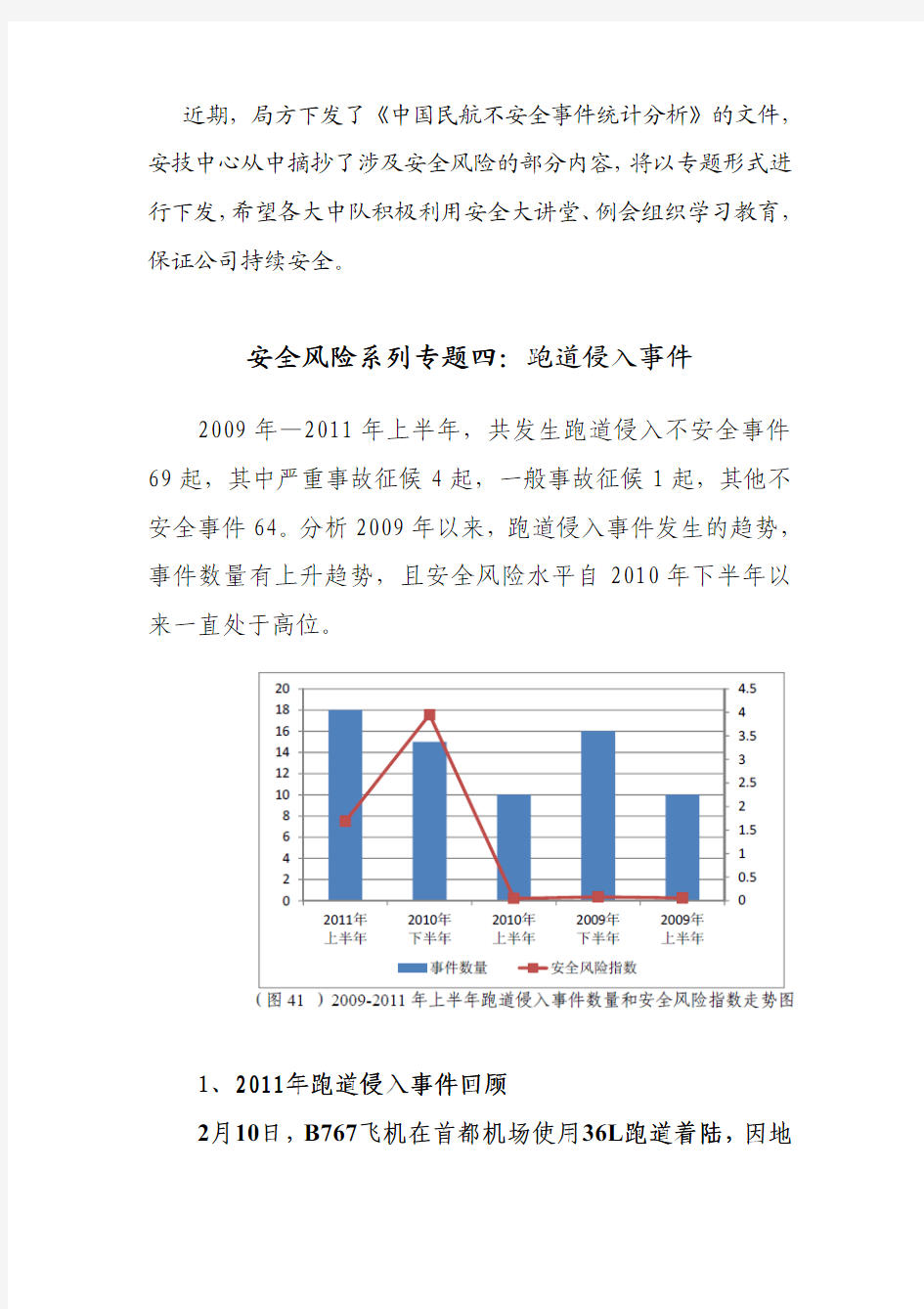 安全风险系列专题四：四：：跑道侵入事件跑道侵入事件