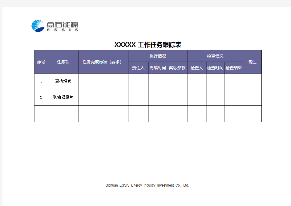 工作任务跟踪表(初稿)