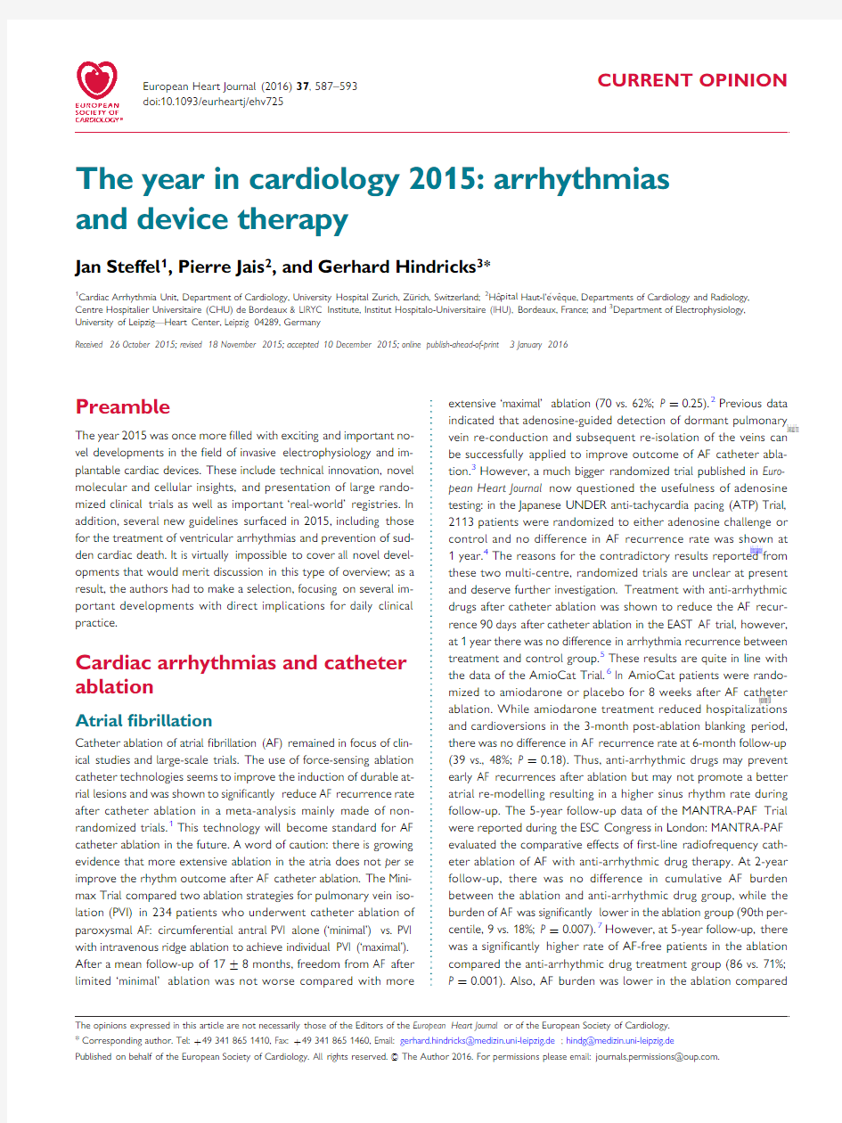 The year in cardiology 2015 arrhythmias and device therapy