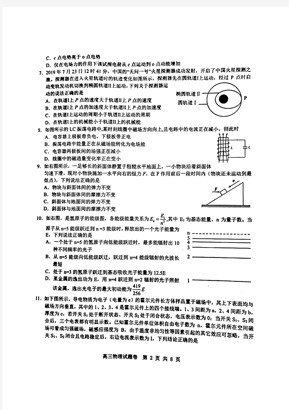 浙江省杭州地区(含周边)重点中学2020~2021学年高三上学期期中考试物理试卷及答案