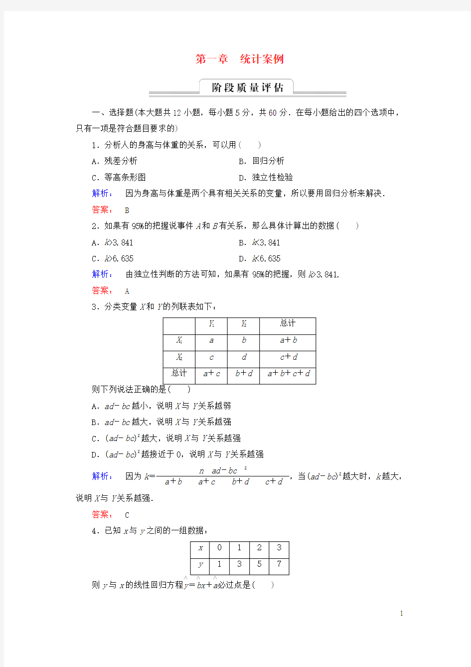 2016-2017学年高中数学第一章统计案例章末高效整合新人教A版选修1-2资料