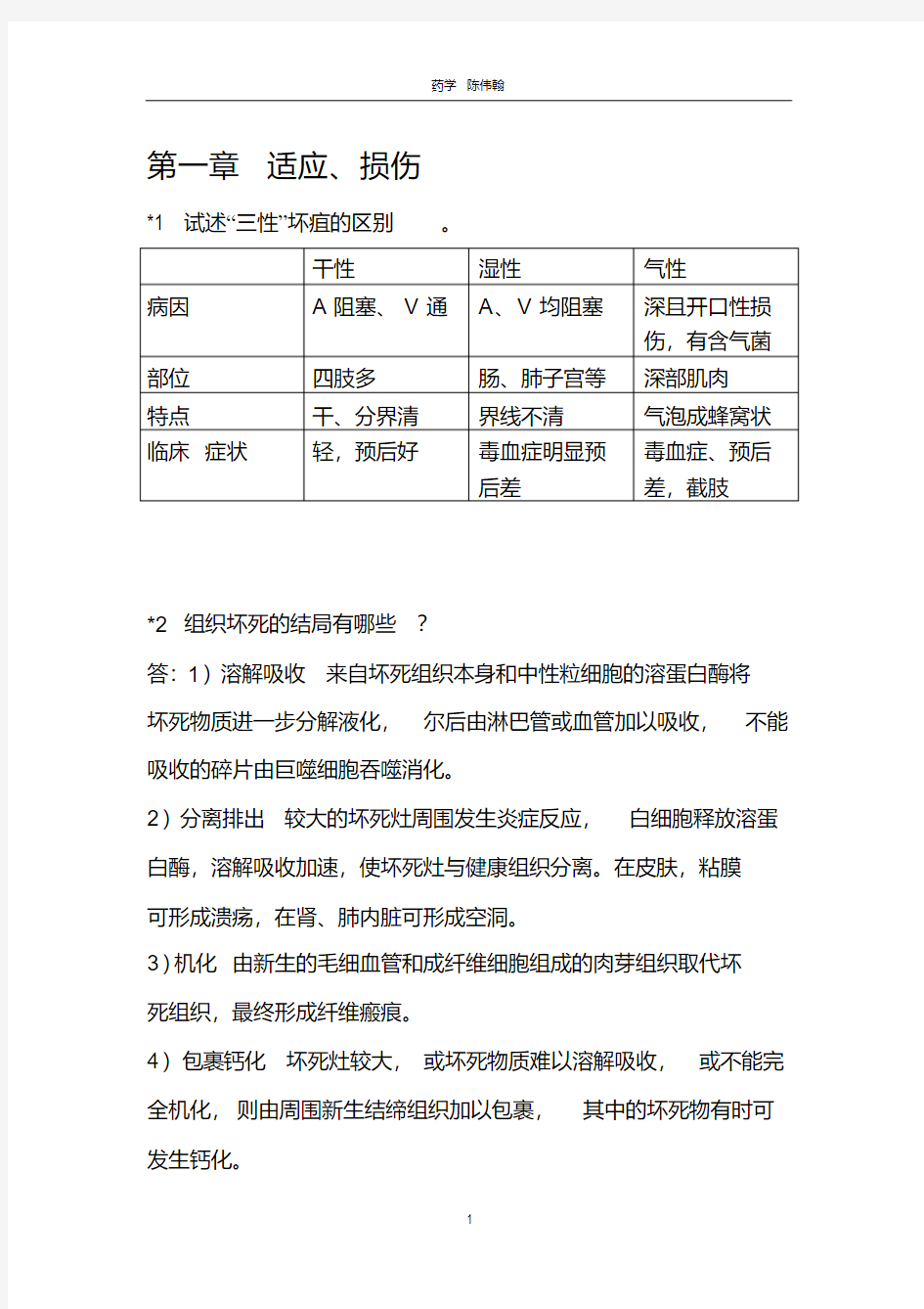 (完整版)病理学考试大题