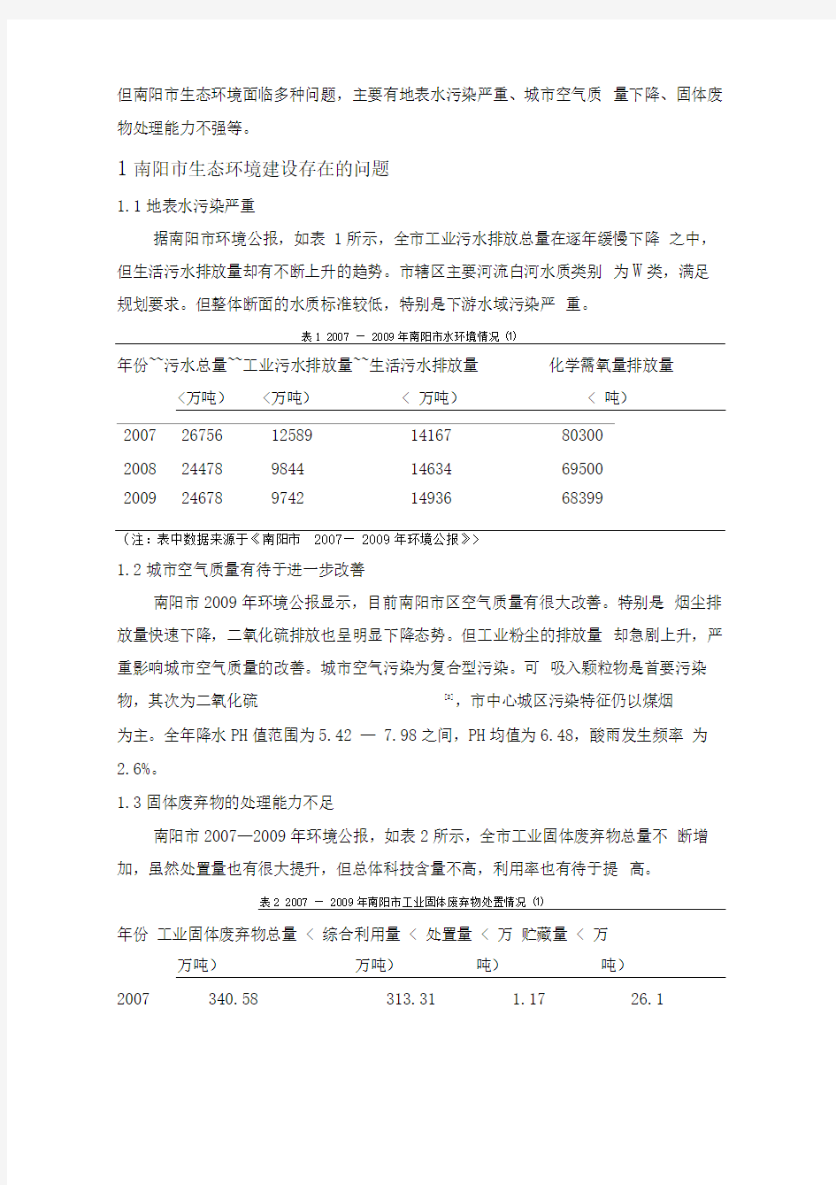 南阳市生态环境建设问题及对策分析研究