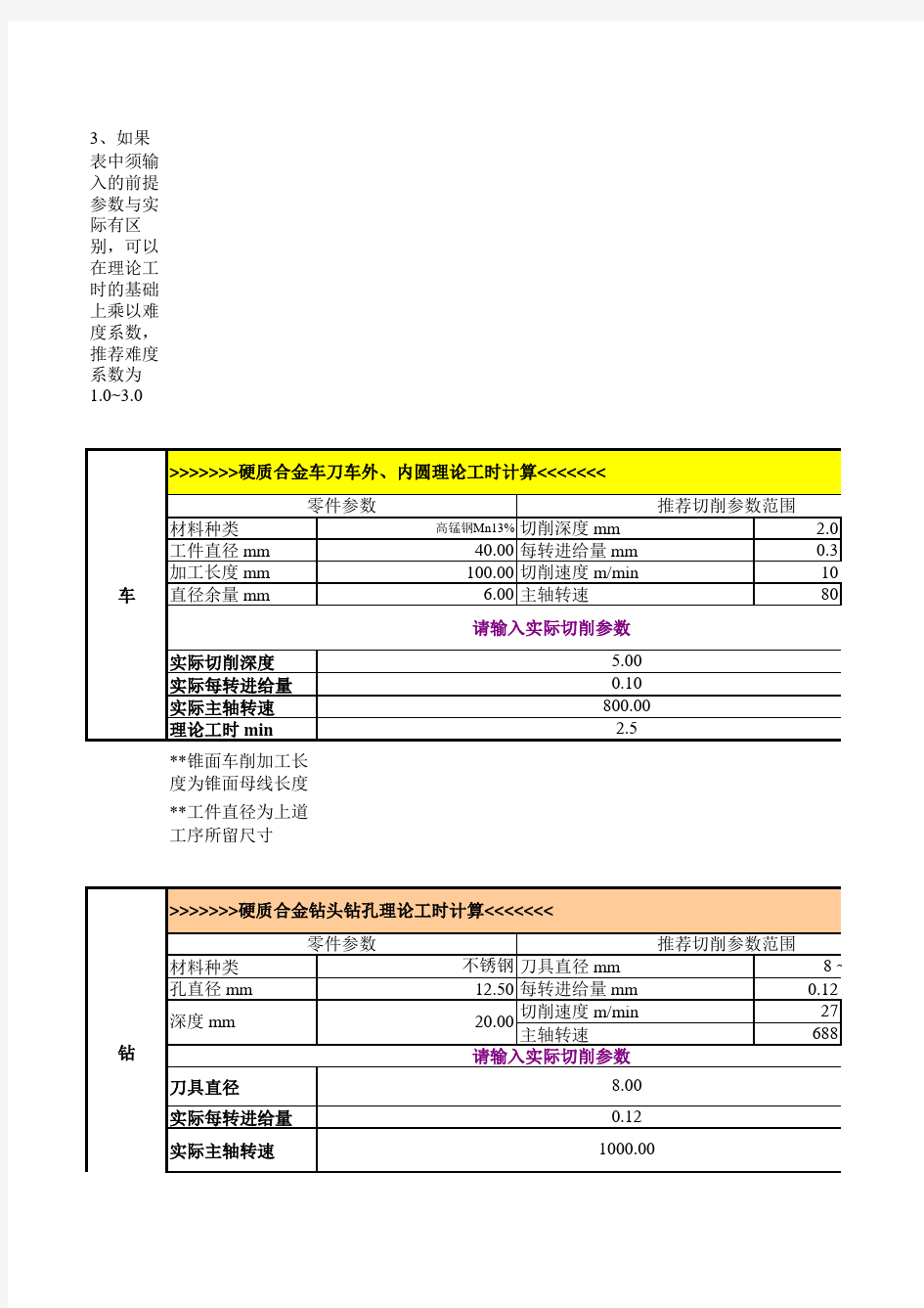 各种机械加工工时计算软件