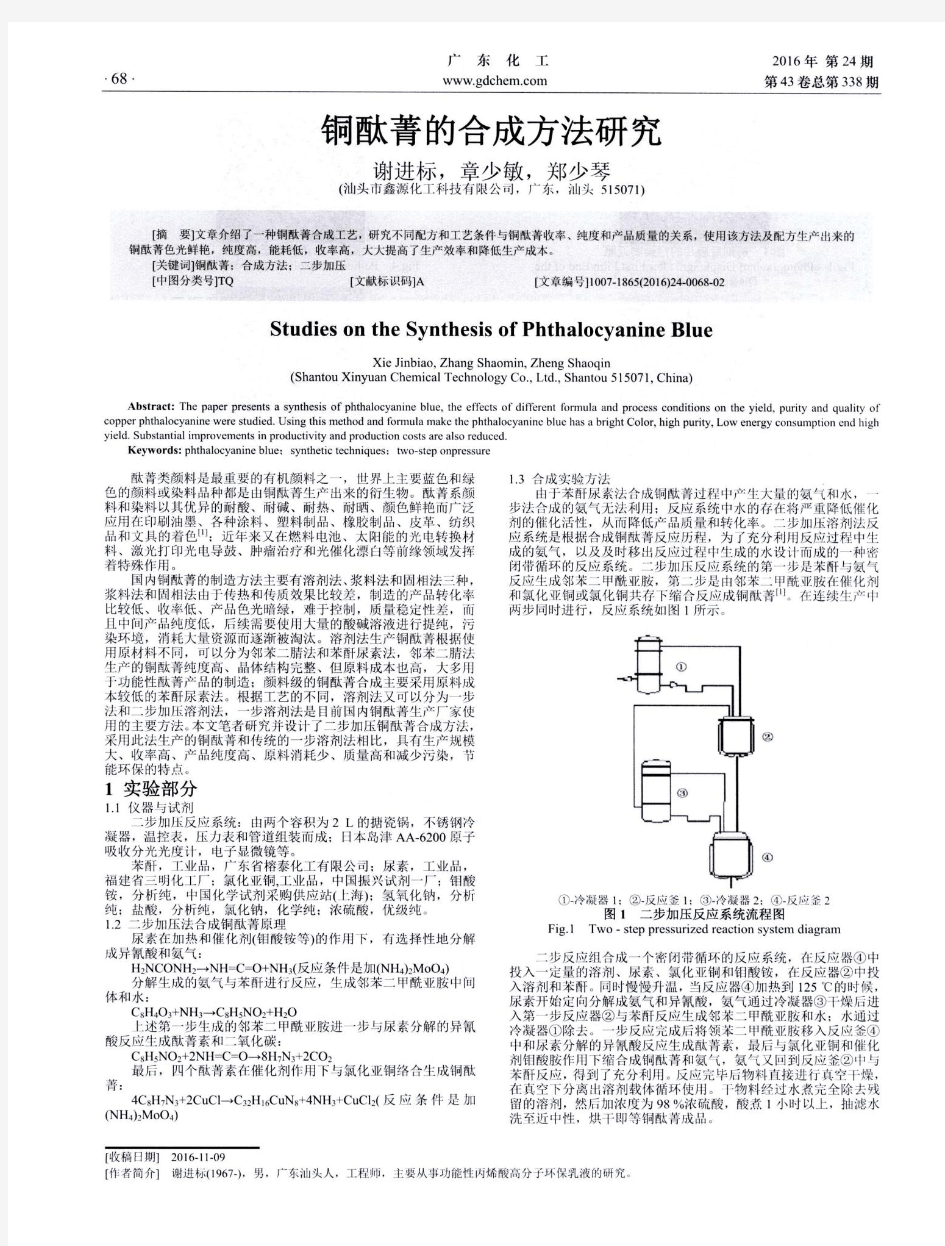 铜酞菁的合成方法研究