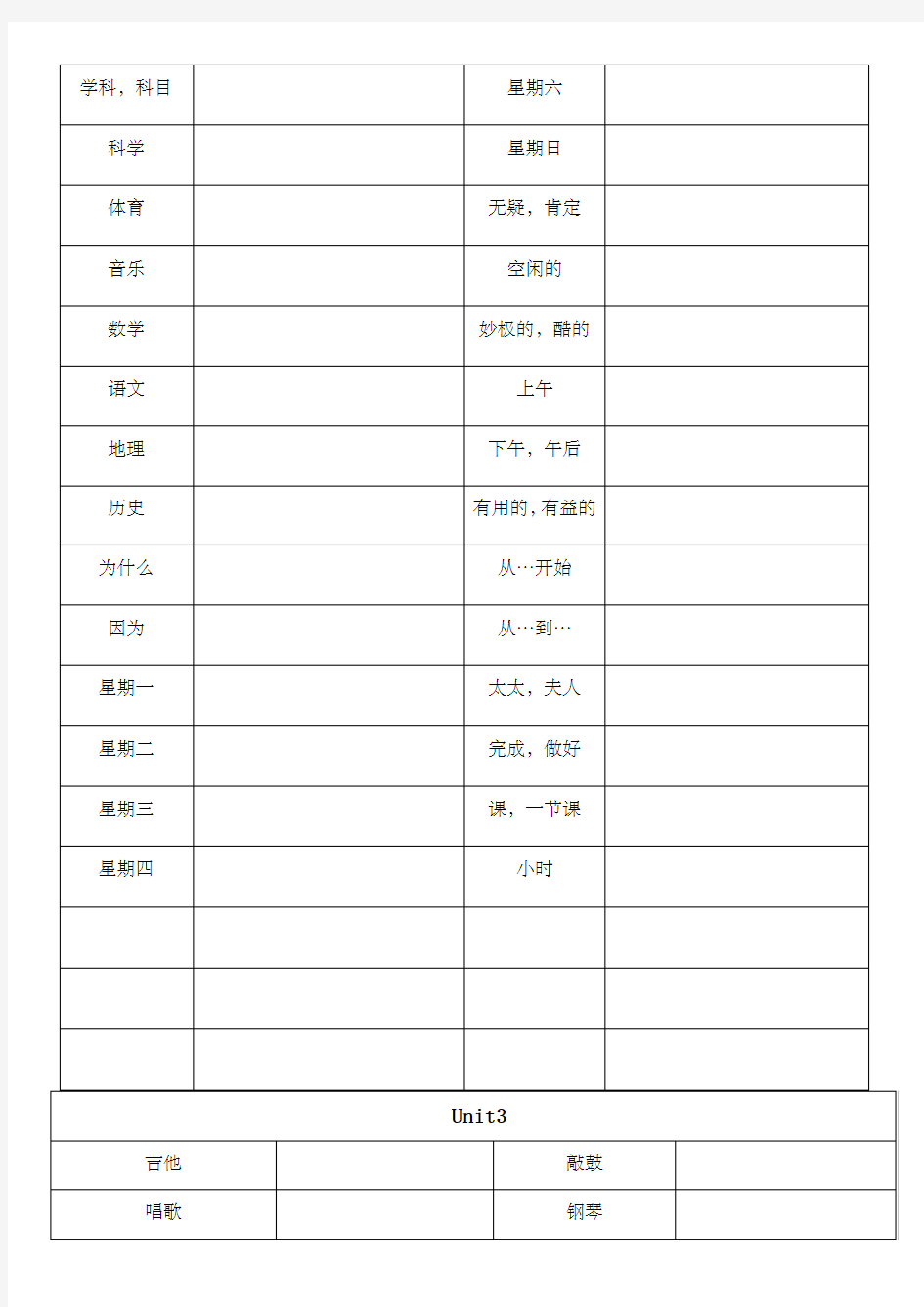 山东教育出版社五四制英语六年级下册单词表根据汉字写单词