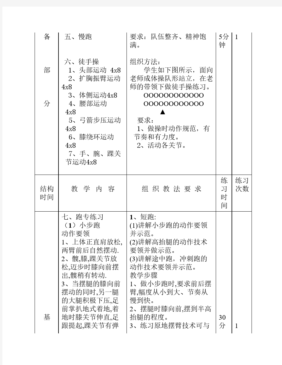 短跑起跑技术教案