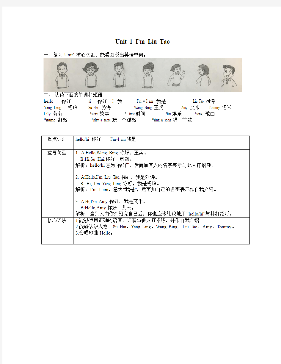 译林版小学英语1-6年级上册知识点汇编1(全套)