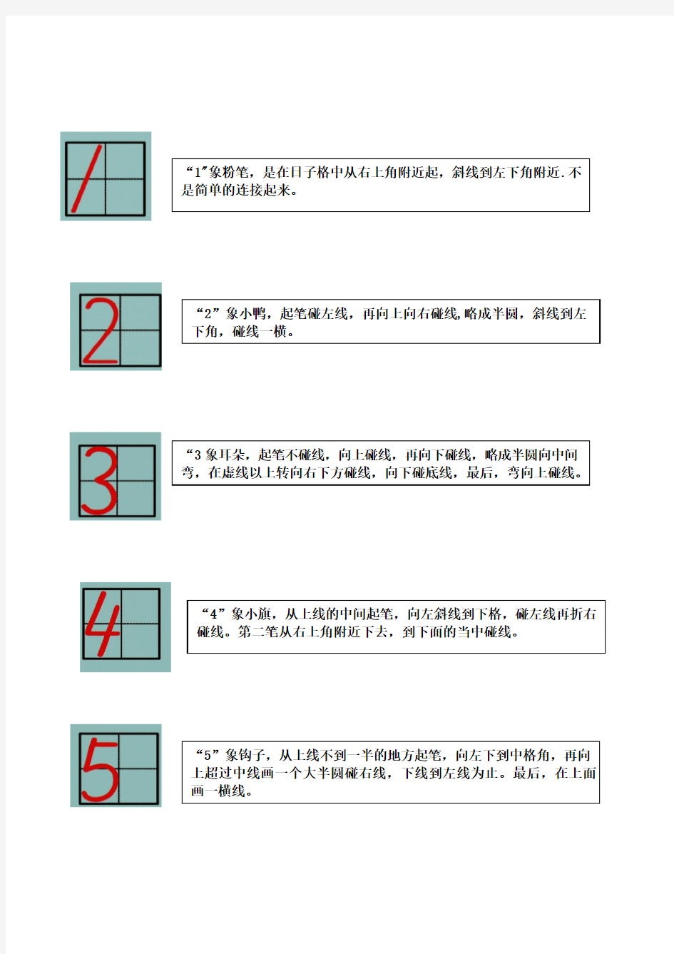 日字格数字书写规范