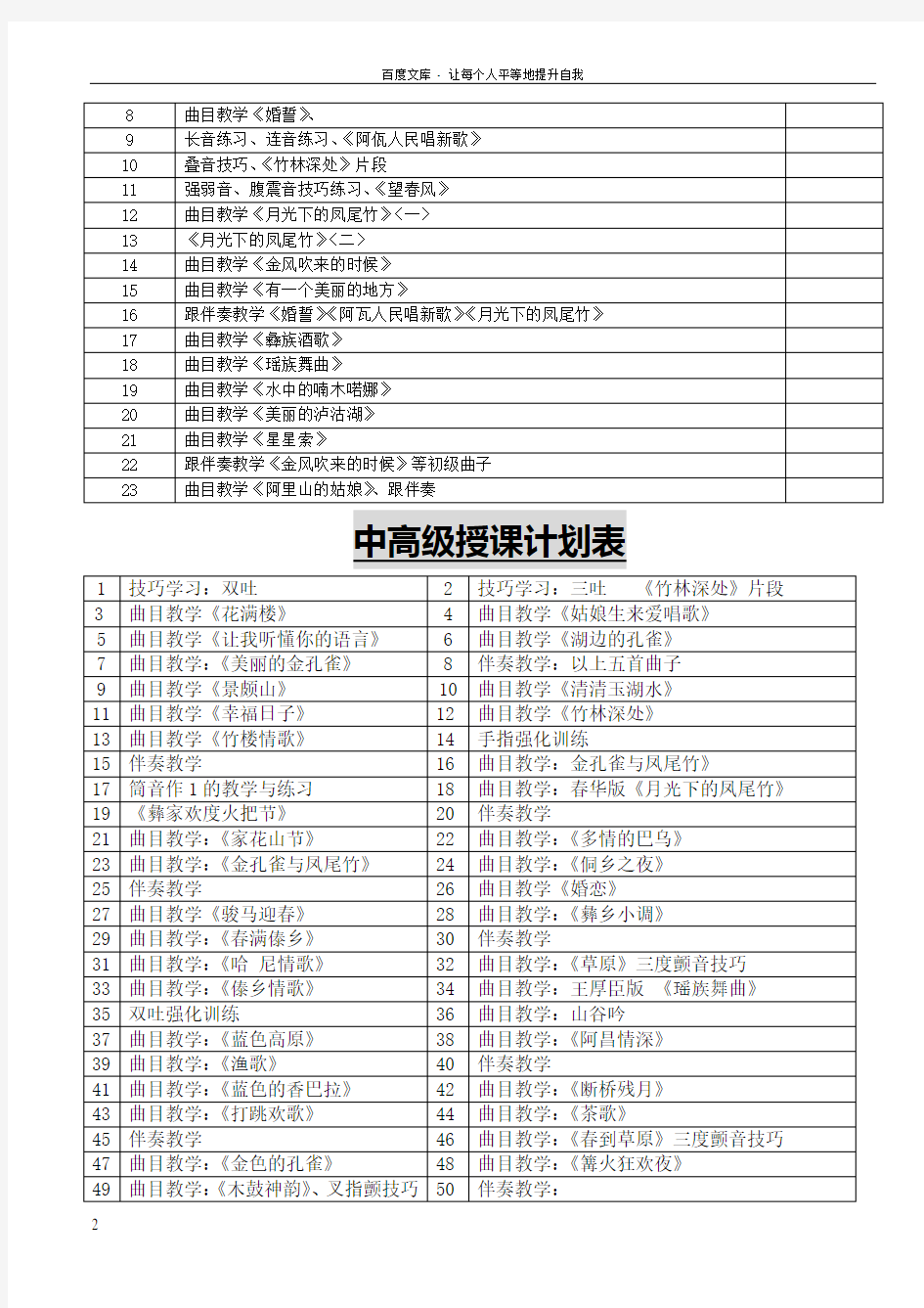 葫芦丝教学计划