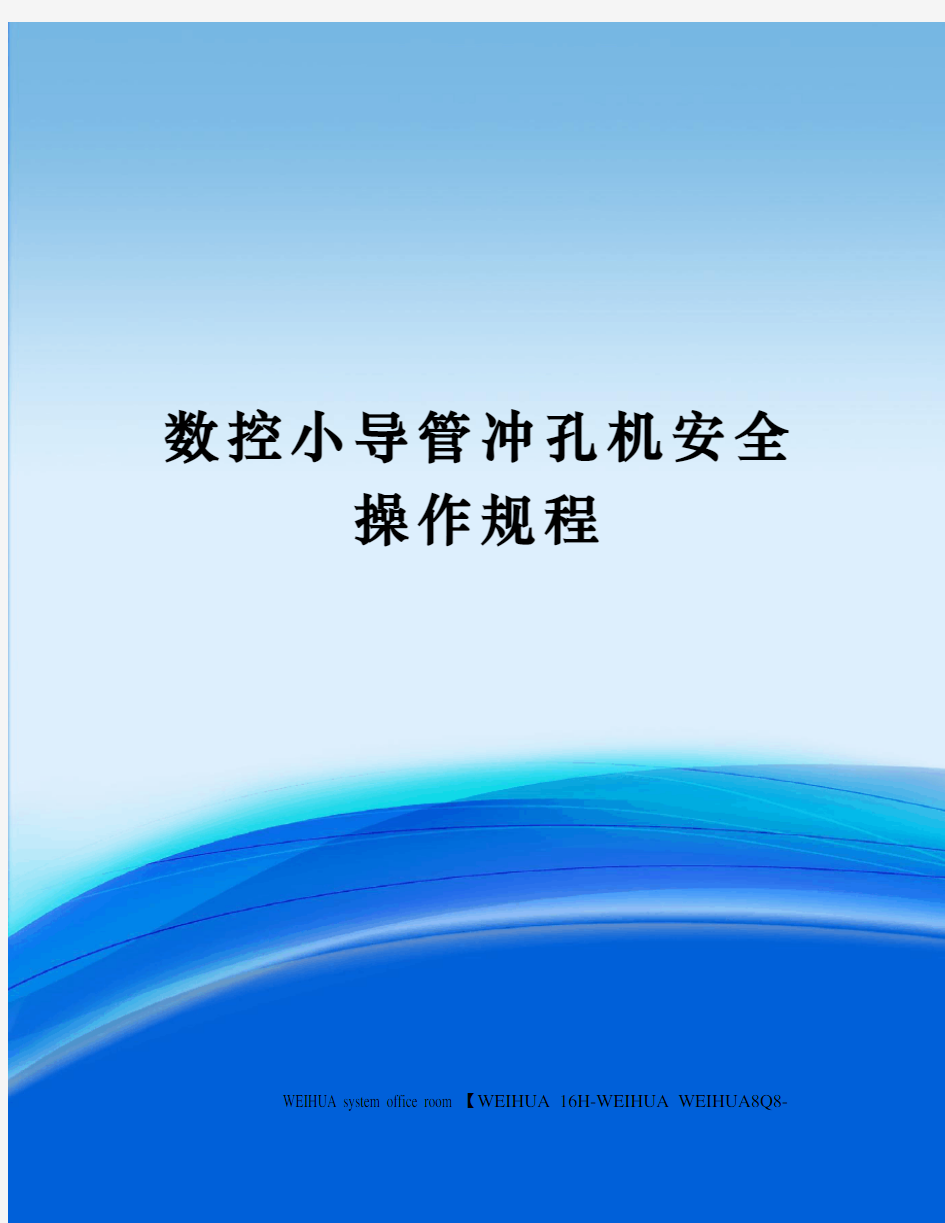 数控小导管冲孔机安全操作规程修订稿