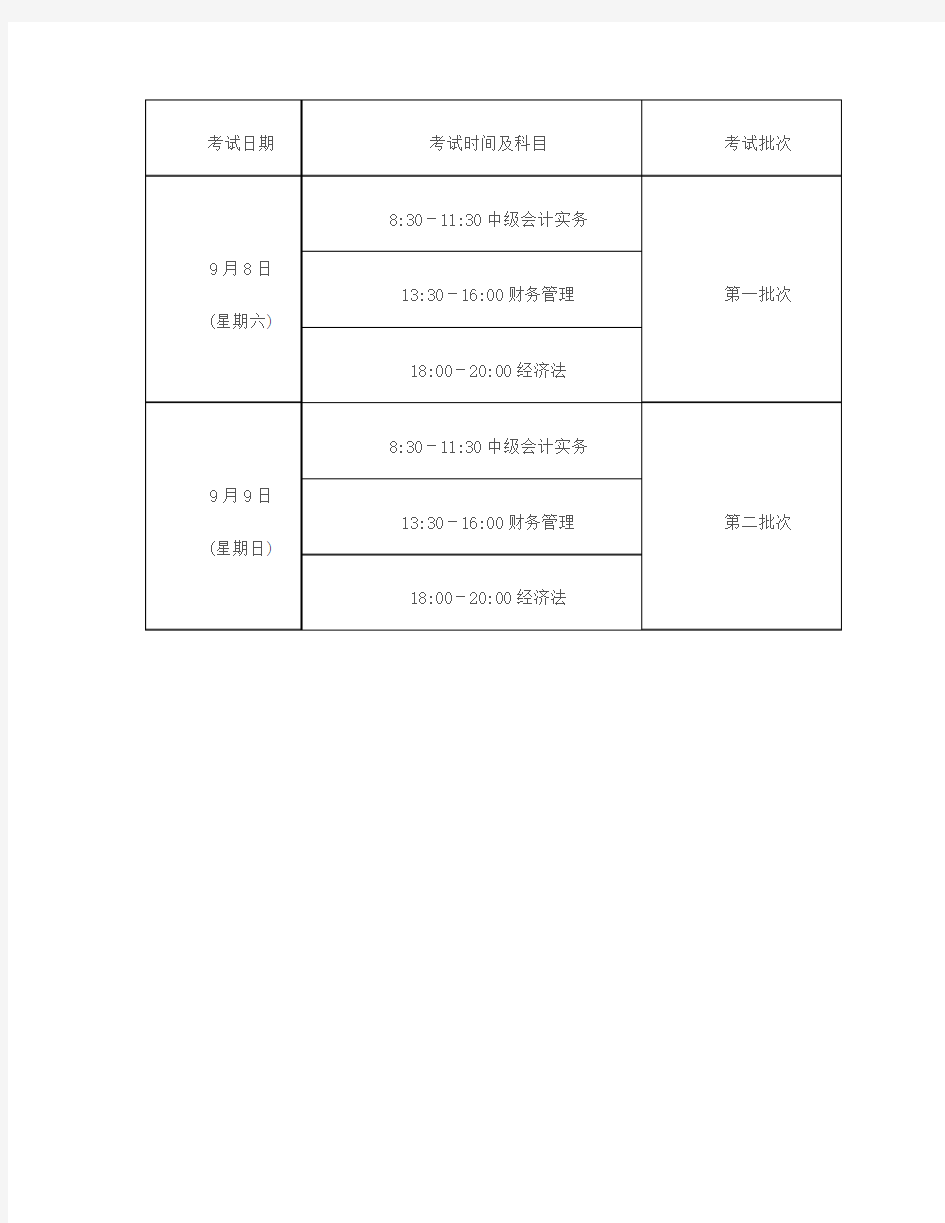 整理中级会计师考试时间_考试日期