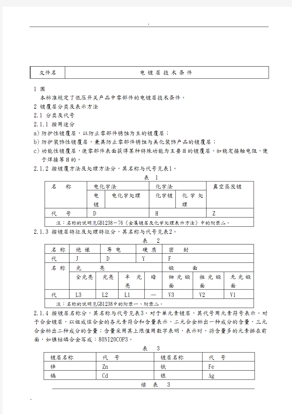 电镀层技术条件