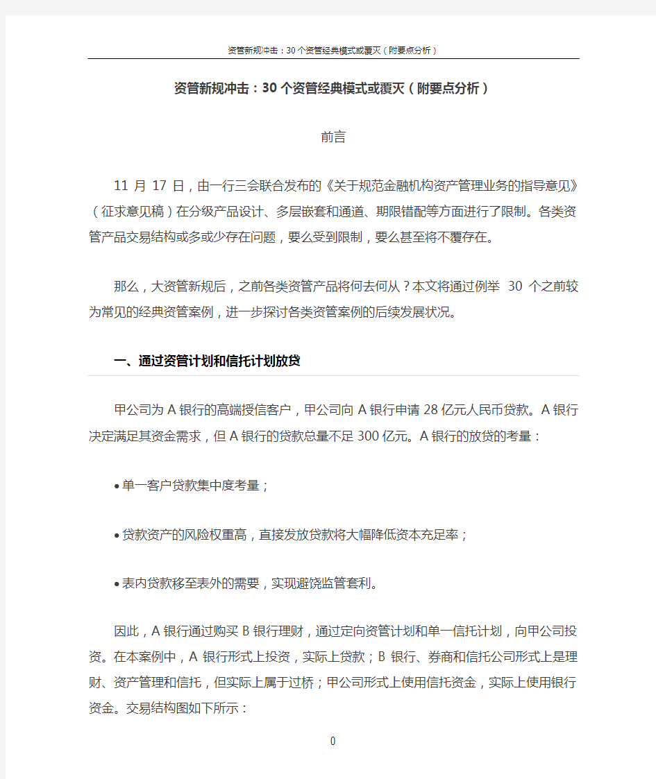 资管新规冲击：30个资管经典模式或覆灭(附要点分析)