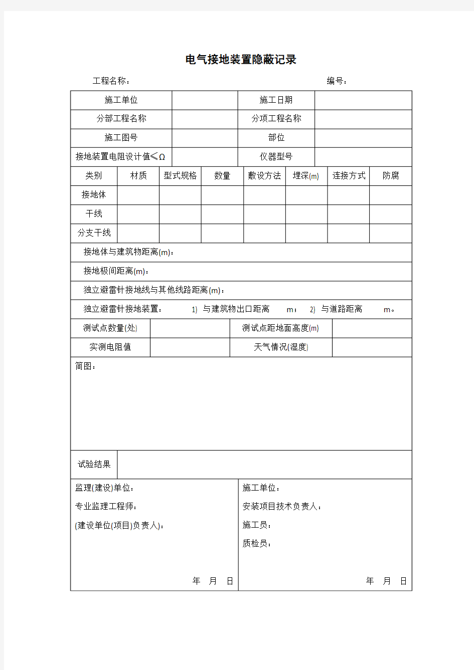 电气接地装置隐蔽记录