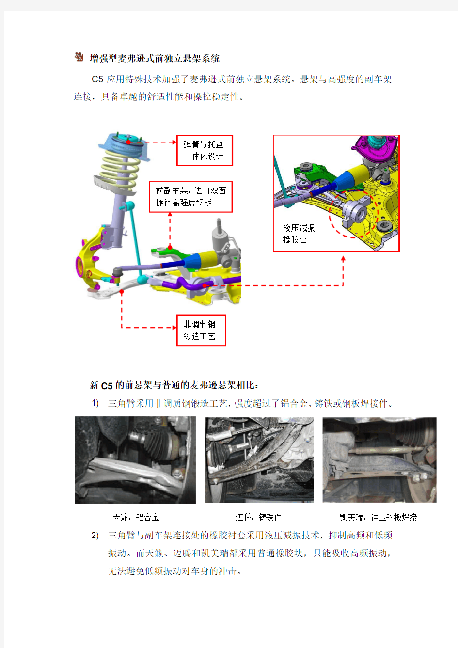 增强型麦弗逊式前独立悬架系统