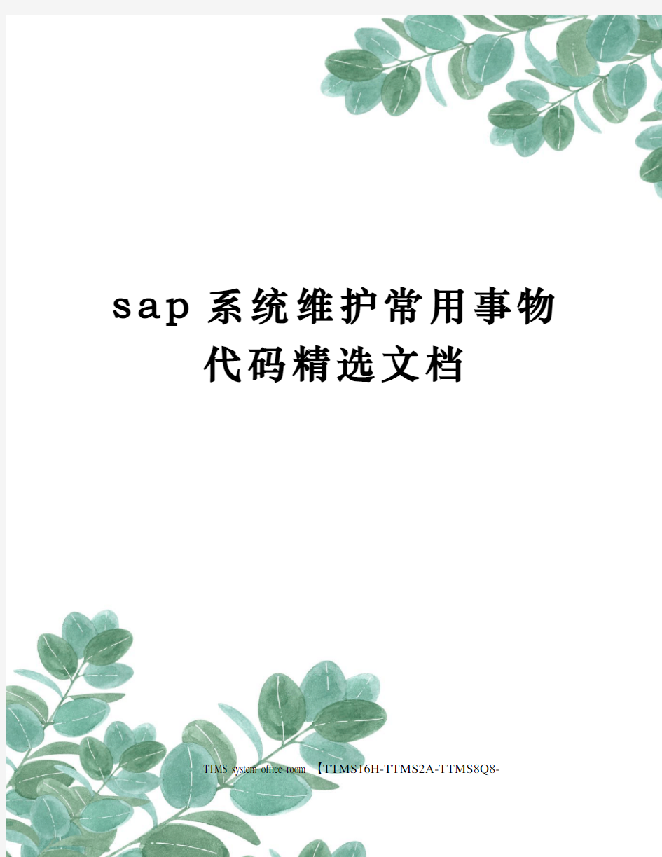 sap系统维护常用事物代码精选文档