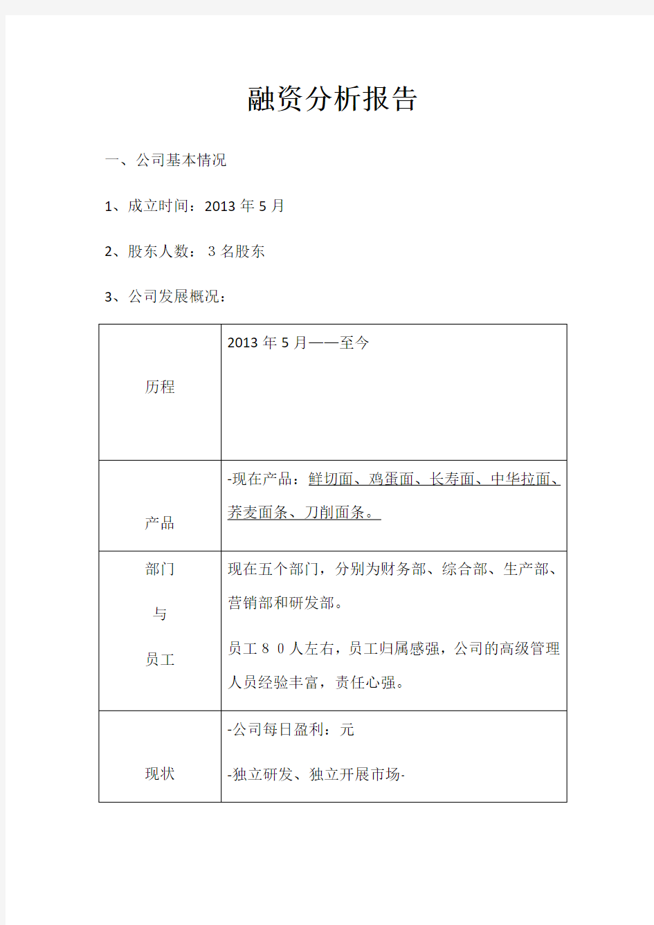 融资分析报告