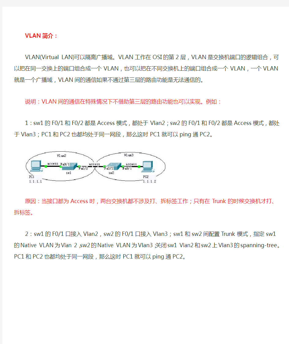 VLAN基本配置命令及说明