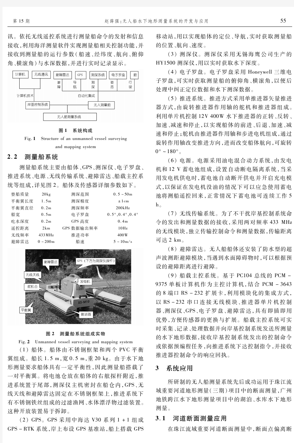 无人船水下地形测量系统的开发与应用