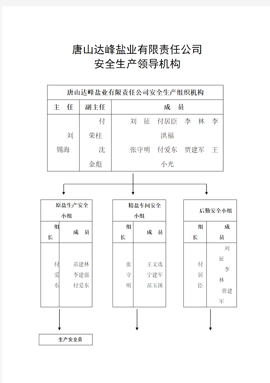 安全生产组织机构图