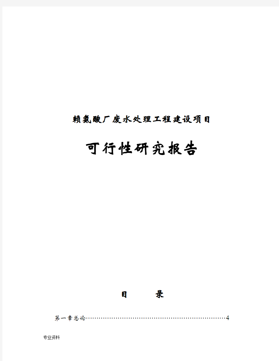 赖氨酸厂废水处理工程项目可行性研究报告