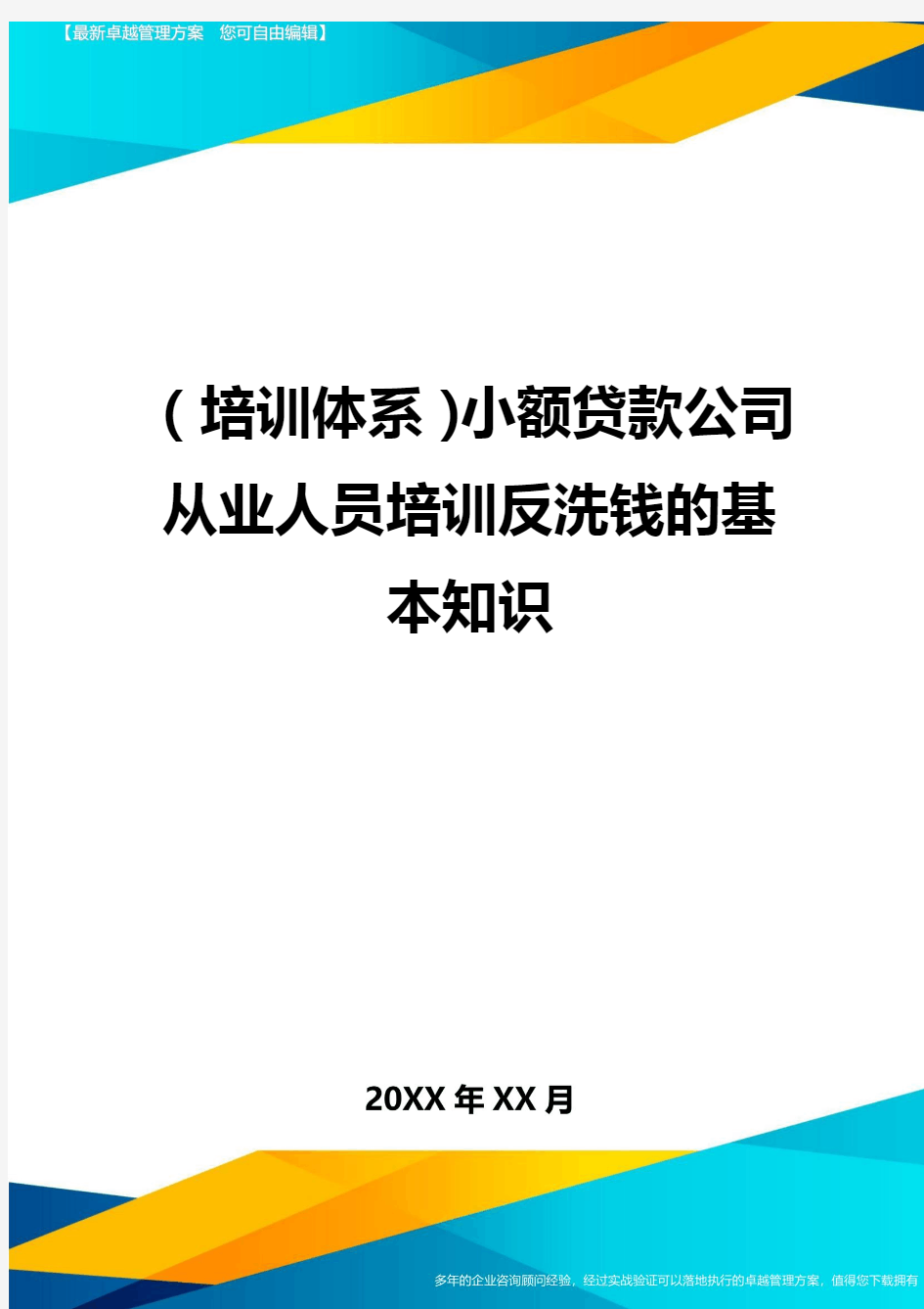 培训体系小额贷款公司从业人员培训反洗钱的基本知识