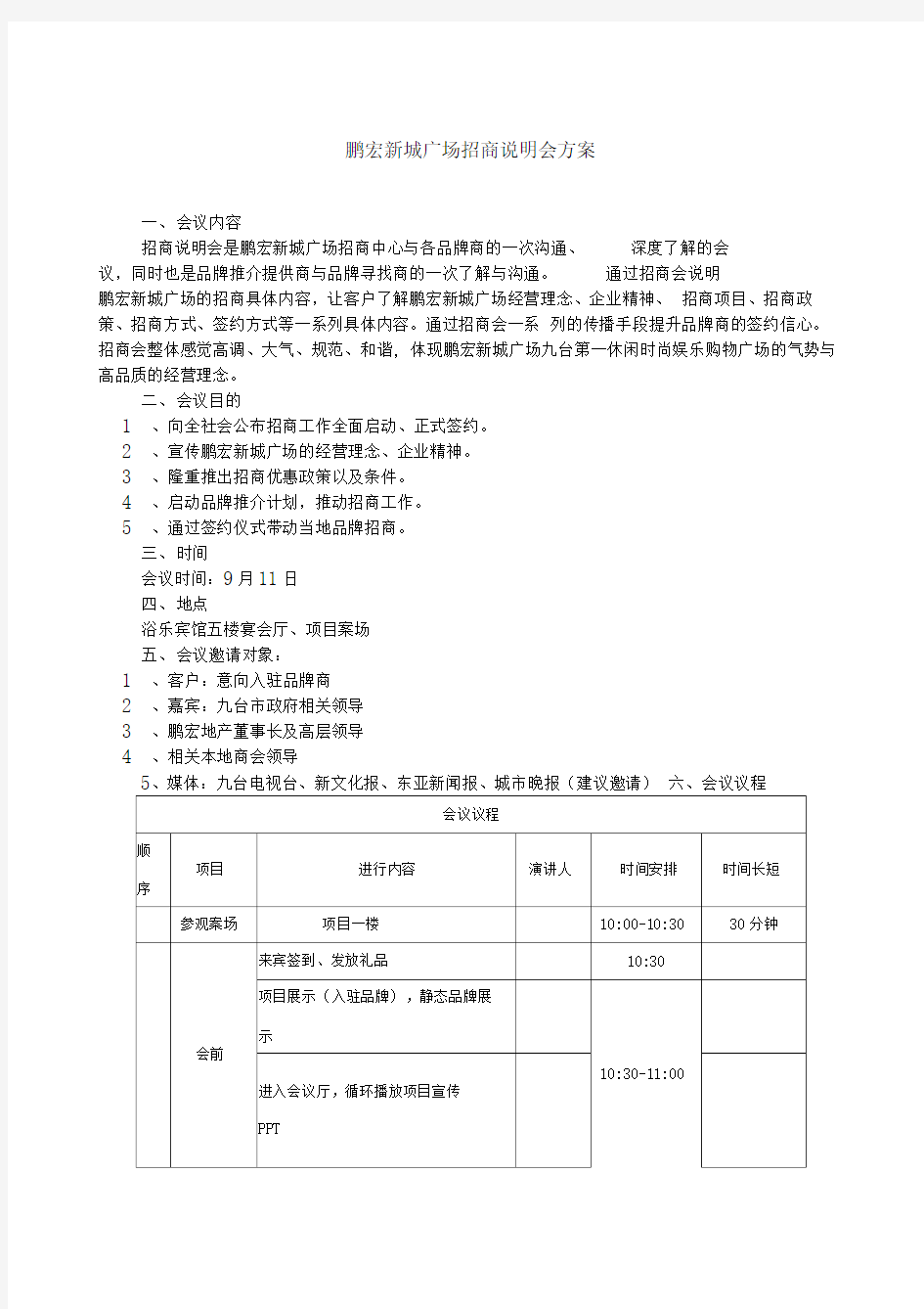 招商说明会方案