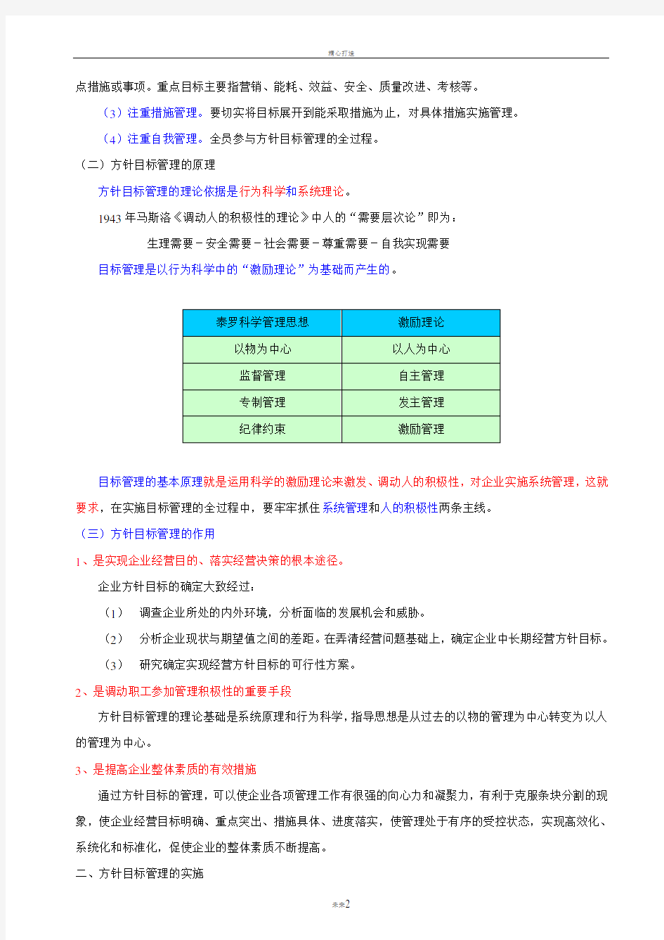 质量方针目标管理