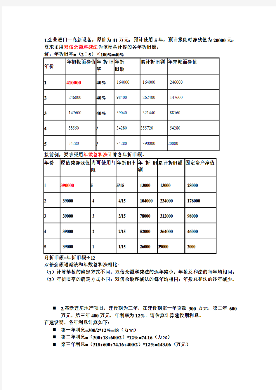 工程经济学复习重点计算题