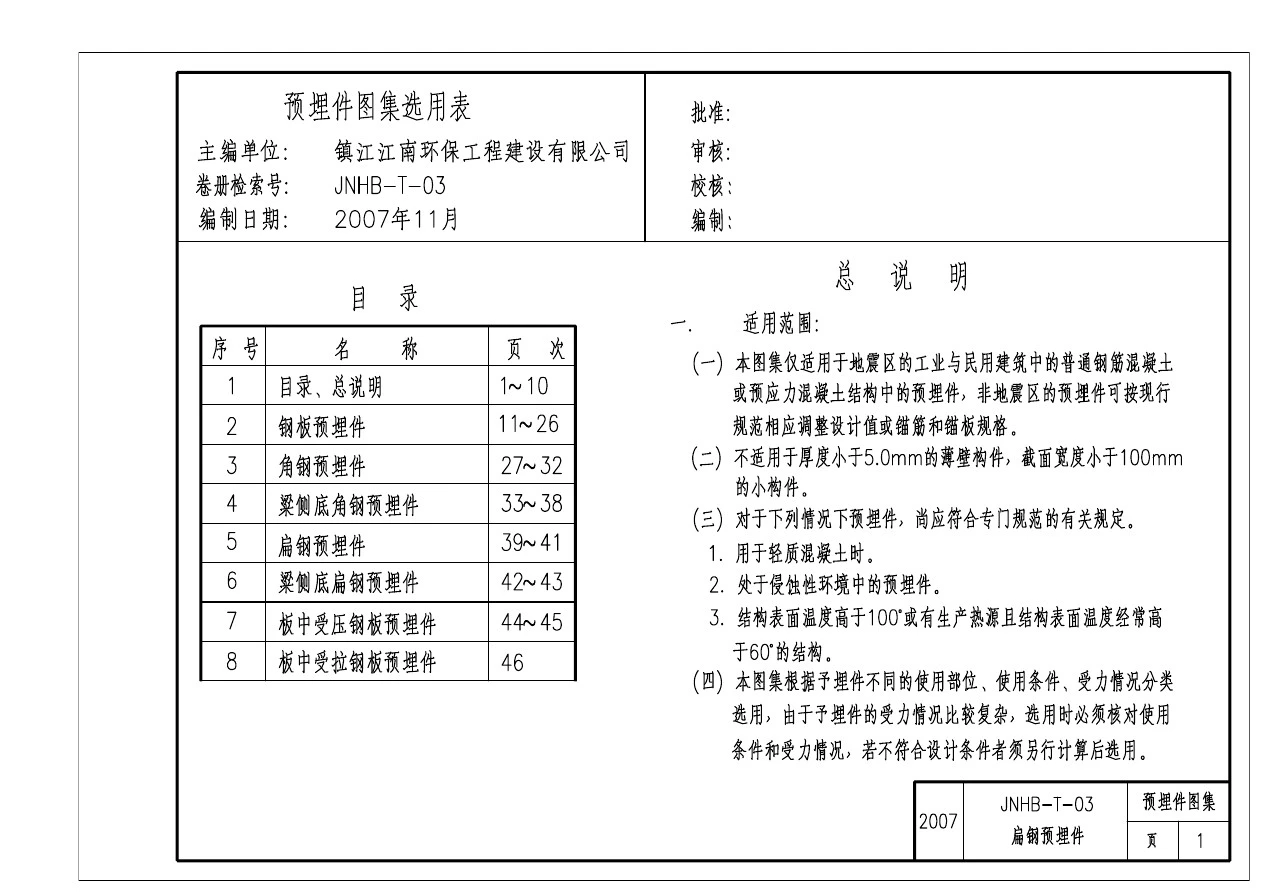 JNHB-T-03 预埋件图集