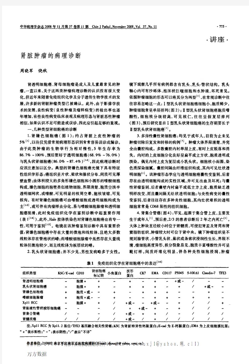 肾脏肿瘤的病理诊断