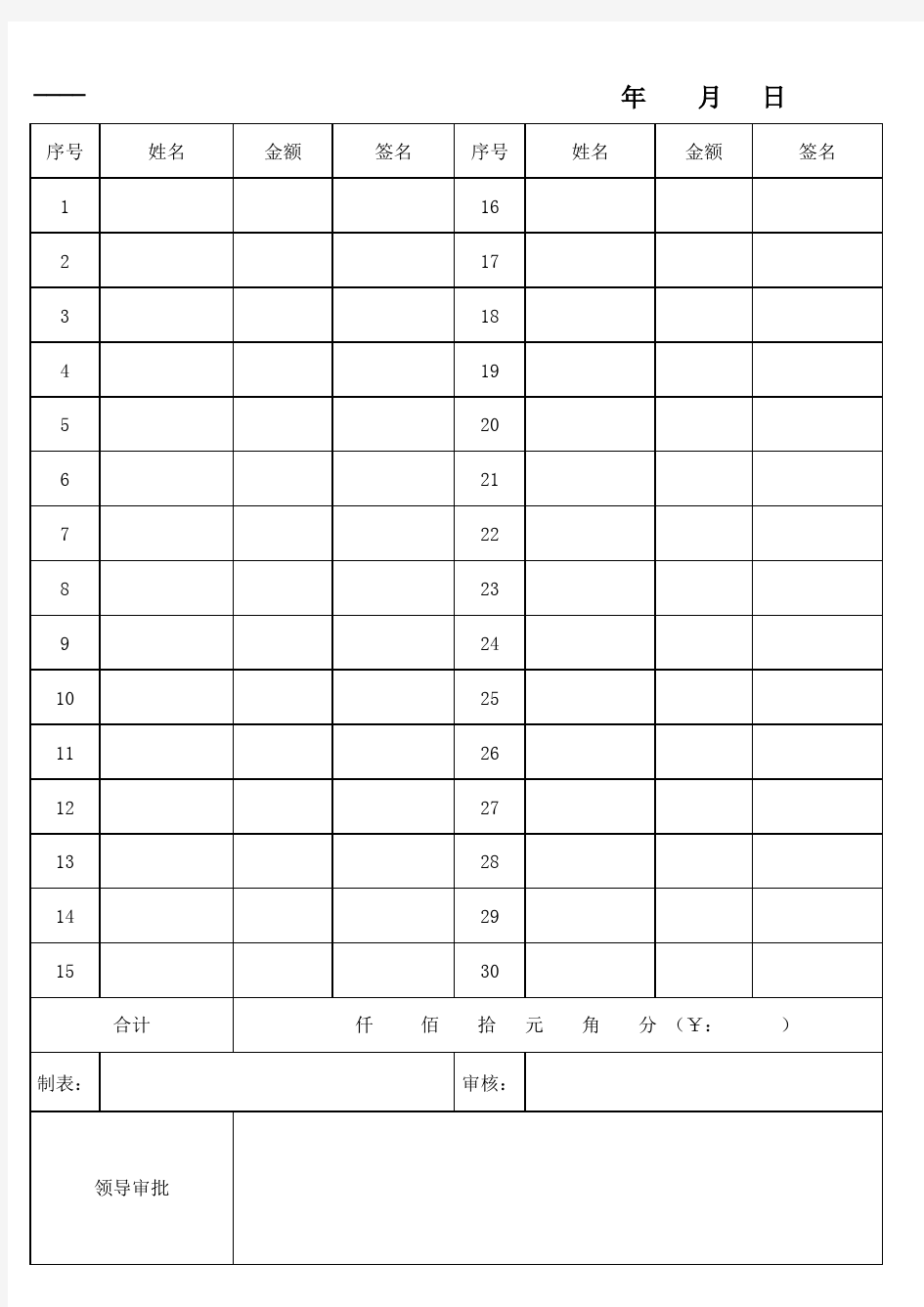 (制表人填写)报销单