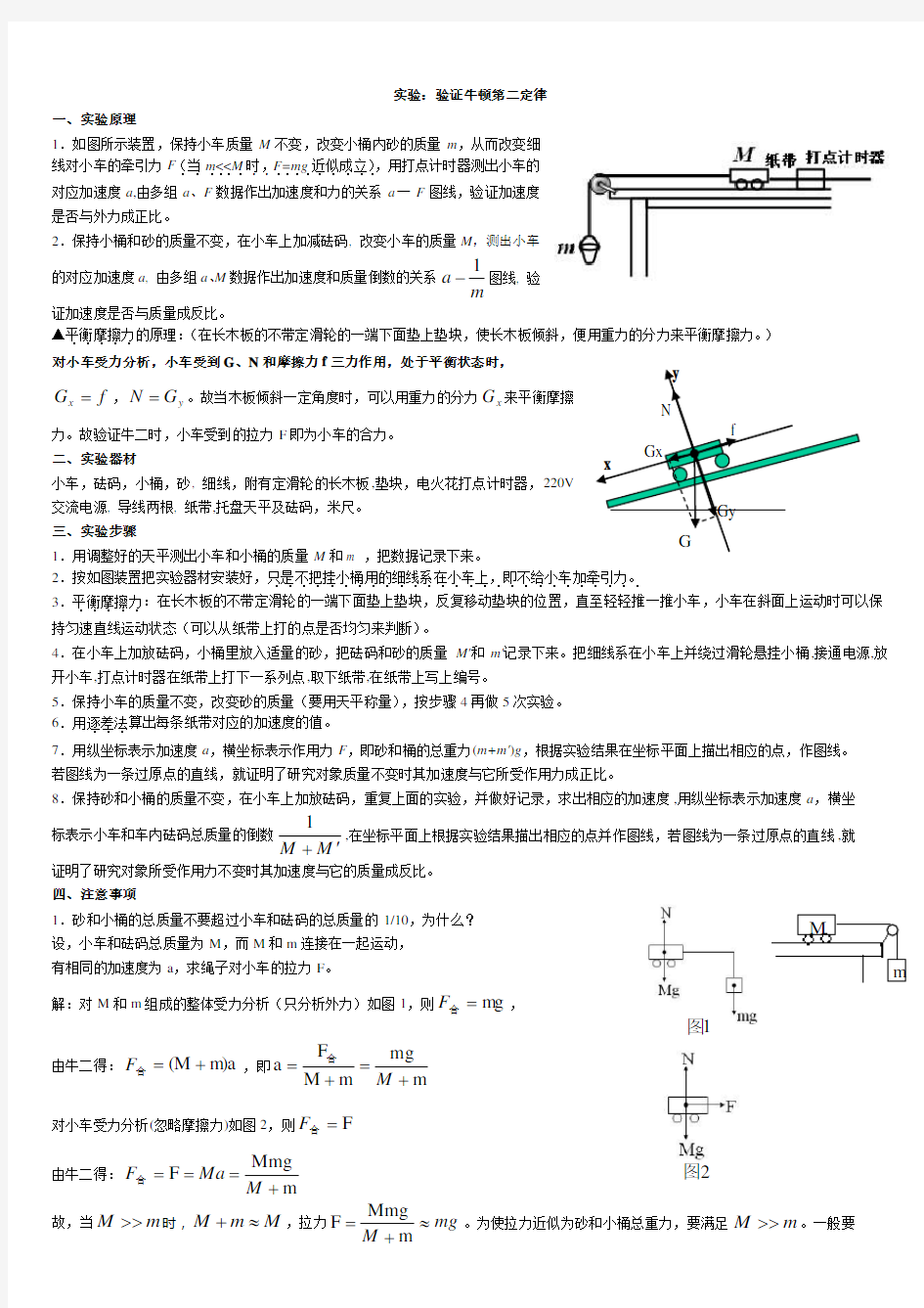 验证牛顿第二定律实验