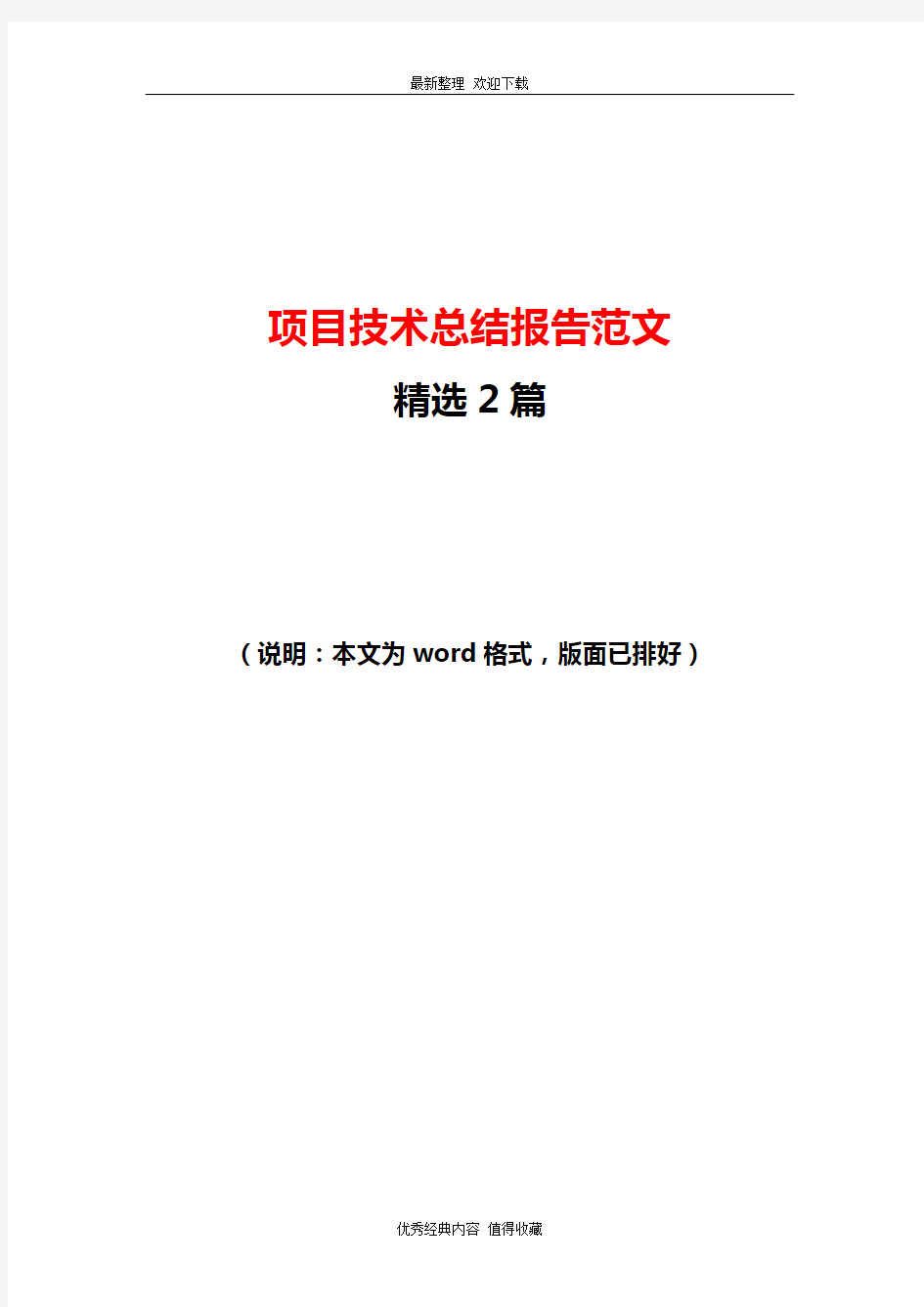 2020年项目技术总结报告范文(最新)