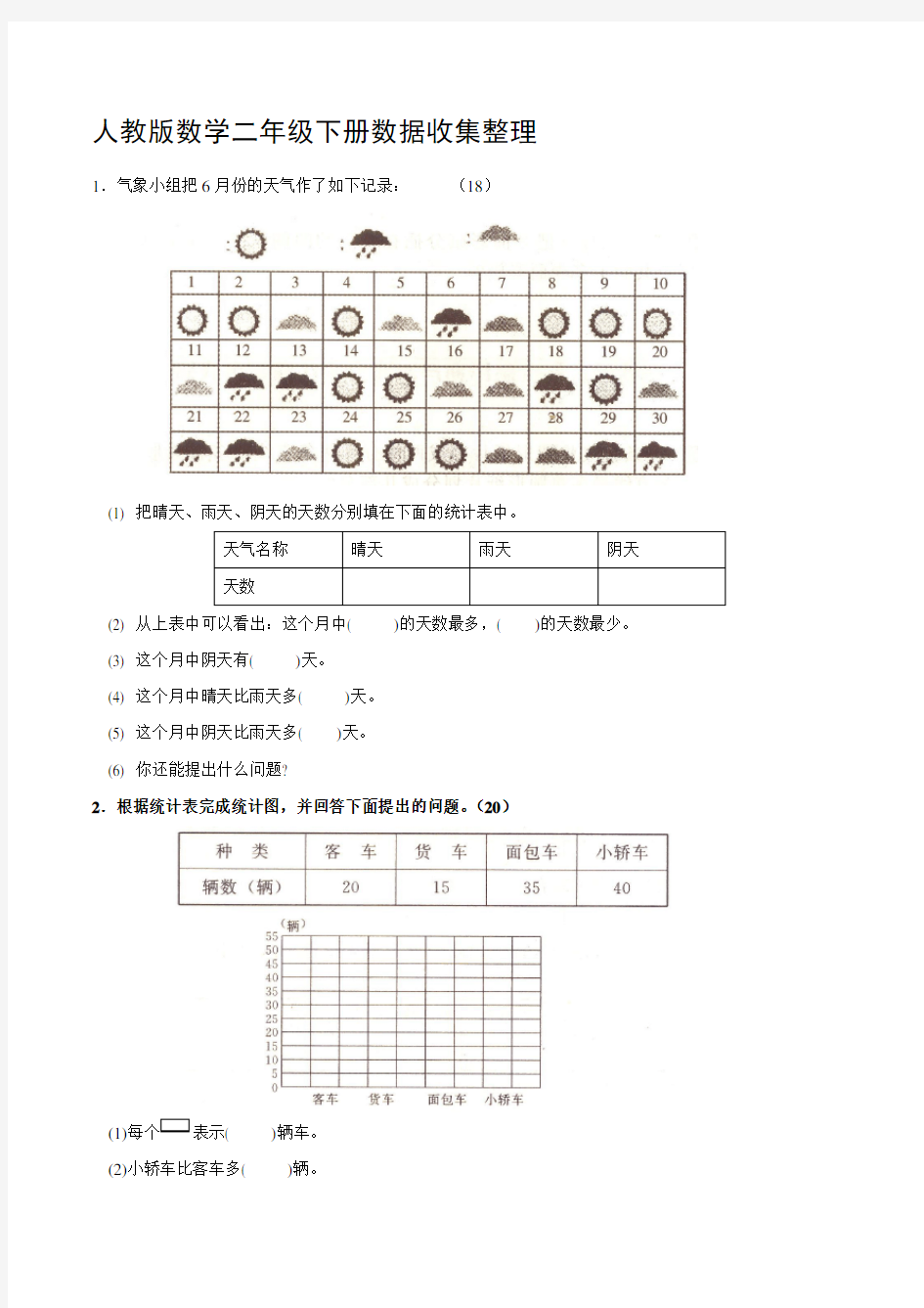 人教版小学二年级下册数学单元测试题-全套