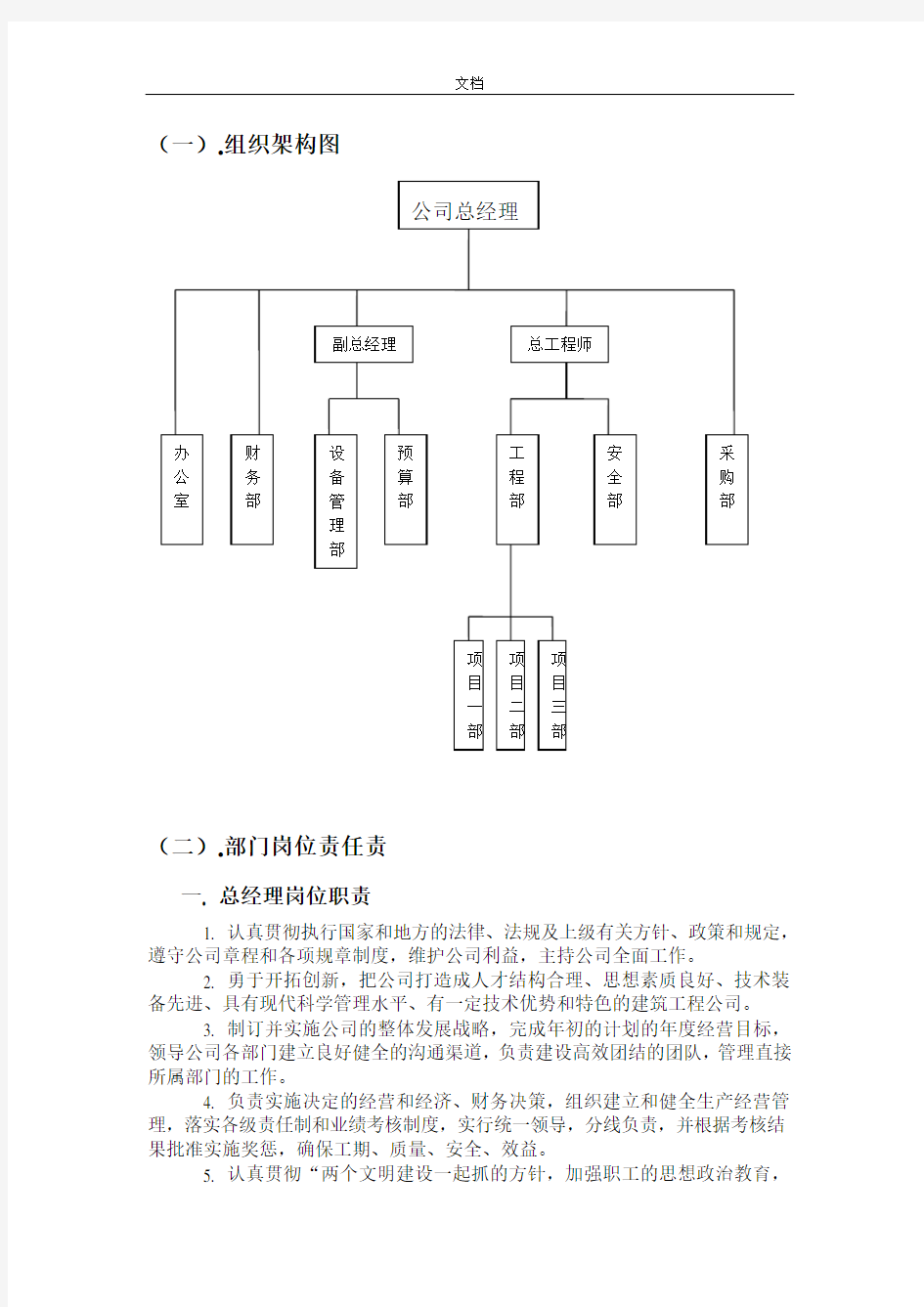 公司管理系统组织机构和职责