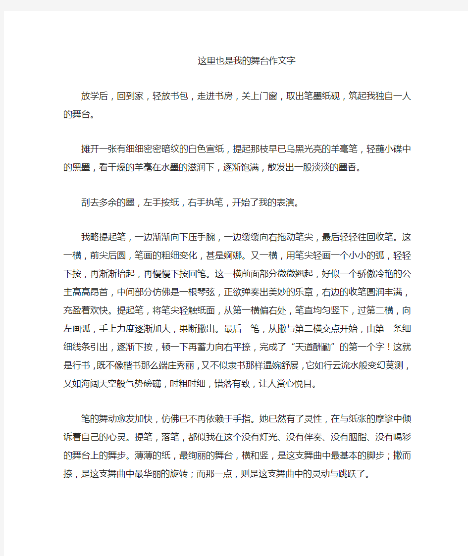 这里也是我的舞台作文700字