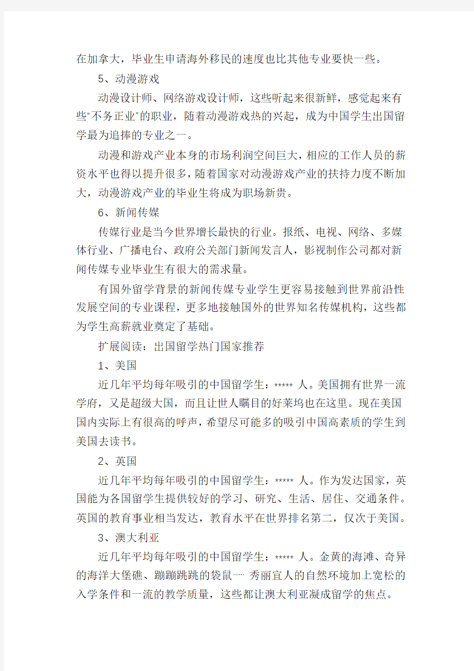 出国留学受欢迎的6大专业