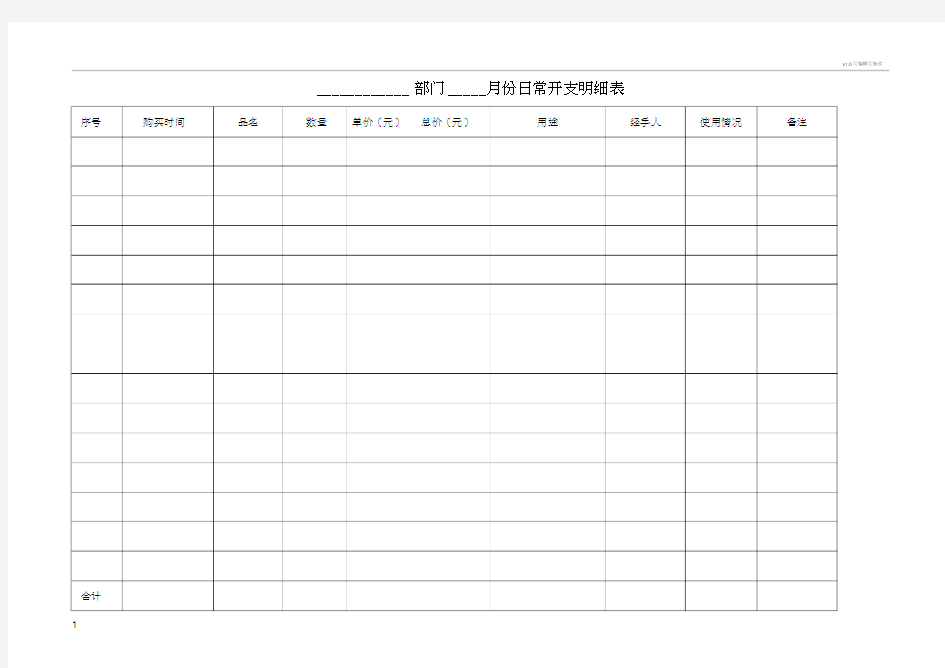 日常开支明细表