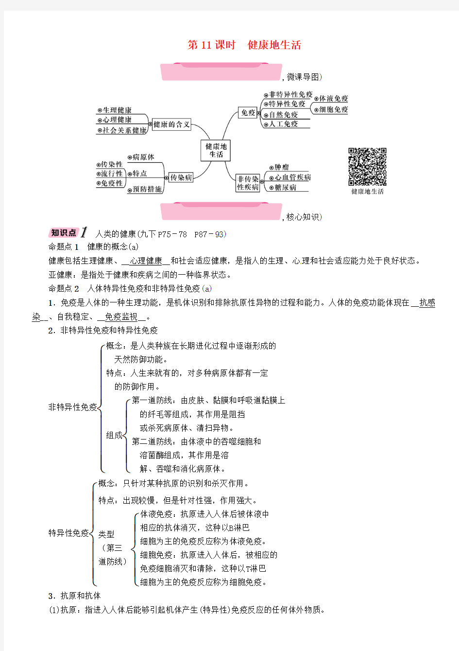 【精选】浙江省中考科学复习第1部分生命科学第11课时降地生活精讲试题