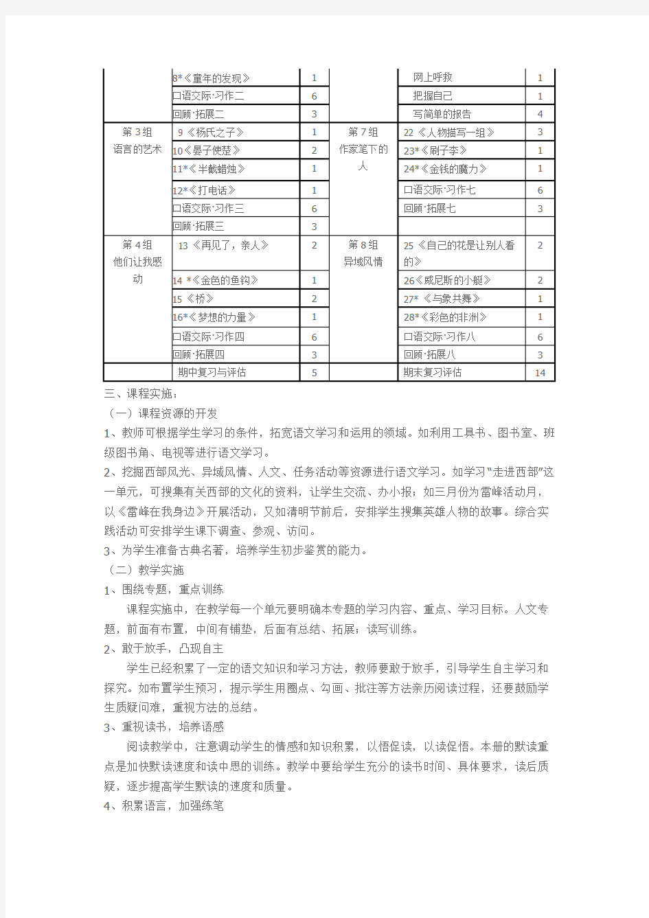 (完整版)小学五年级语文下册课程纲要